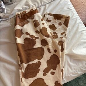 Brown and Cream Cow Print Pants
